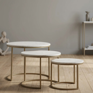 Sleek Trio <b>Tables</b> with Metal Base Perfect for Living Room or Office Contemporary Trio Side <b>Tables</b> Elegant Metal Base Design - Product Image 5