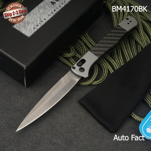 Cuchillo Plegable Alpha Knife Company BM4170BK con Mango de Fibra de Carbono y Hoja S90V de Punta Clip, Cuchillo de Camping de Despliegue Automático DIY - Product Image 1