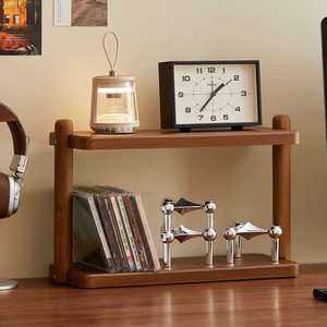 Double Layer Solid Wood <b>Desktop</b> <b>Shelf</b> Storage Rack For Desk Organizing Cosmetics Figurines Multipurpose Display Stand - Product Image 1