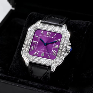 Orologio Meccanico in Moissanite per <span class=keywords><strong>Uomo</strong></span>/Donna, <span class=keywords><strong>Acciaio</strong></span> Inossidabile <span class=keywords><strong>D</strong></span> VVS1, Supera il Test del Diamante, Cinturino in Pelle, Impermeabile, Lussuoso - Product Image 2