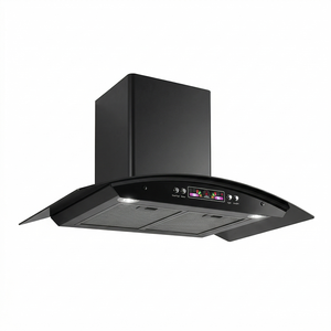 <span class=keywords><strong>Hotte</strong></span> aspirante murale en forme <span class=keywords><strong>de</strong></span> T <span class=keywords><strong>de</strong></span> 90 cm, noire, électrique, avec cheminée verticale, à haut rendement énergétique (Classe A) - Product Image 3