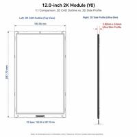 Modul LCD IPS TMMK Resolusi Tinggi 12 Inci 1200x2000 380 Nits MIPI 51 PIN Layar Tertanam Instrumen Profesional HMI