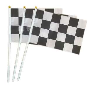 Черно-белый клетчатый Гоночный флаг ручной сигнальный флажок в клетчатом узоре - Product Image 6