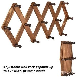 Perchero de pared plegable de madera de 12 pulgadas x 4.3 pulgadas, expandible hasta 42 pulgadas, para almacenamiento en la entrada o la sala de estar - Product Image 3