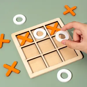 MU Fun Desktop Wooden Chess Game Board Tic Tac Toe Toy Set Children's Logical Thinking Training Toys