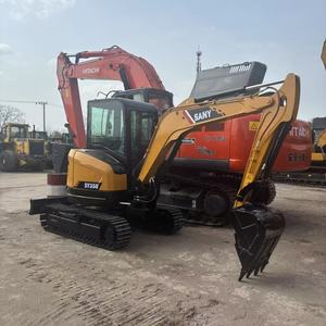 Mini-excavatrice sur chenilles SANY SY35U jaune, à rotation zéro, petite pelle pour travaux de construction et utilisation agricole - Product Image 2