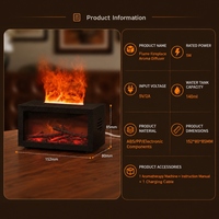 Diffuseur d'ambiance avec flamme 3D réaliste, humidificateur, réservoir de 300 ml, charge Type-C, fonctionnement silencieux, déflecteur d'air avec certifications CE, FCC, RoHS