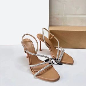 Summer French Pointy Open-Toed High Heels Diamond-Embellish Back <strong>Strappy</strong> Rhinestone Designer <strong>Sandals</strong> for <strong>Women</strong> - Product Image 1