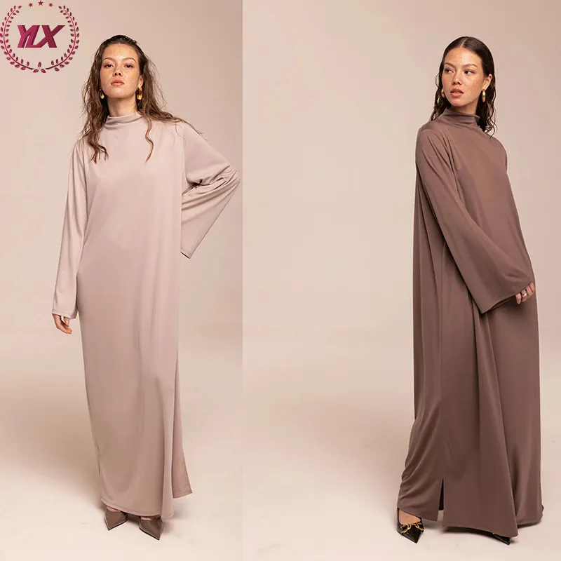 Nuovo essenziale a figura intera pianura Abaya modesto Jersey abiti tinta unita tradizionale classico abbigliamento islamico per le donne musulmane