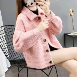 <span class=keywords><strong>2022</strong></span> nuevo estilo coreano para <span class=keywords><strong>mujer</strong></span>, abrigo con cuello de solapa de lana de piel sintética de visón para <span class=keywords><strong>mujer</strong></span>, ropa de <span class=keywords><strong>mujer</strong></span> de otoño e invierno, chaqueta informal dulce a cuadros de punto - Product Image 6