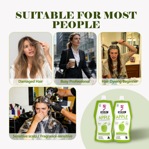 Crema Colorante per Capelli Apple Dyeglow 500ml*2, Professionale 2 in 1, Organica, <span class=keywords><strong>Colorazione</strong></span> Rapida in 5 Minuti, Colore Nero <span class=keywords><strong>con</strong></span> Profumo Gradevole - Product Image 4