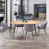 Fauteuil moderne élégant en velours gris foncé Table à manger rembourrée à panneaux en MDF pour meubles de maison ou de salle à manger