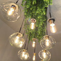 Lampe décorative à LED de style nordique moderne avec plante artificielle, hauteur réglable, ampoule Edison, lustre en verre, luminaires suspendus pour bar et maison