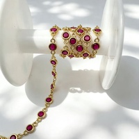 Chaîne à maillons pour la fabrication de bijoux, pour colliers et bracelets DIY, maillons de bijoux en forme de coupelle avec zircone cubique (CZ) de formes variées, multicolores