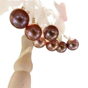 Collier de perles de couleur primaire naturelle Emperor Purple 10-14 mm, cercle presque parfait avec une forte luminosité, légers défauts, boîte cadeau incluse - Product Image 5