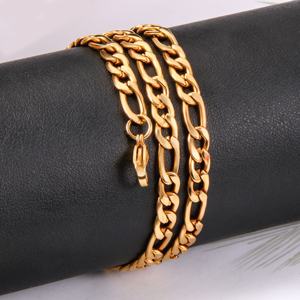 נירוסטה 18k זהב אמיתי מצופה פיגארו קישור שרשרת שרשרת לגברים נשים - Product Image 5