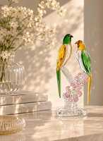 Miniature Monde en Verre Personnalisable, Dôme en Verre Borosilicate Soufflé à la Main, Ornement Cygne en Cristal, Figurine Thème Perroquet, Noël