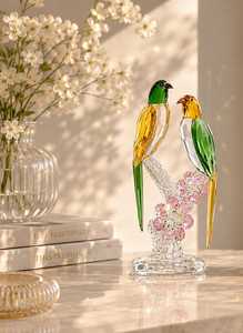Tiny <b>Glass</b> World Customizable Handmade High Borosilicate <b>Glass</b> Dome Crystal Swan Ornament Blown Figurine Parrot Theme Christmas - Product Image 4