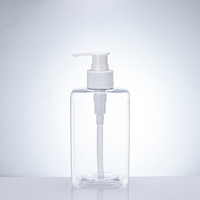 Flacon pompe carré transparent en PET personnalisé, vide, pour shampoing et savon, avec revêtement mat et étiquette imprimée en soie, contenant cosmétique