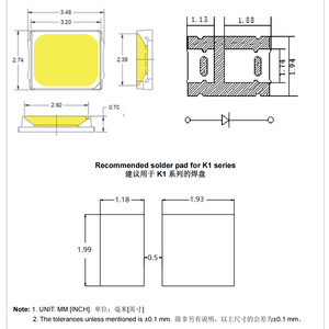 Marques chinoises BMTC MK1PM-CF(R) MK1TM-CF(R) MK1VM-CE(R) 2835 SMD LED 3V 0.5W - Product Image 5