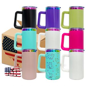 แก้วกาแฟสแตนเลสเคลือบสีรุ้งจากคลังสินค้าสหรัฐอเมริกา ขนาด 20 ออนซ์ พร้อมหูจับถอดได้ - Product Image 1
