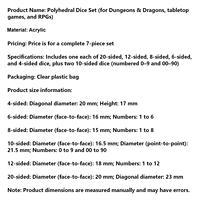 Lot de 7 dés polyédriques bicolores de 16 mm en acrylique à bords arrondis pour D&D et jeux de rôle sur table