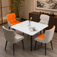 Table à manger de luxe légère avec 4 chaises, ensemble de salle à manger compact pour la maison, le bureau et les négociations