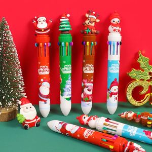 Cartoon Christmas Ten-Color Plastic Pens Creative Journal Colorful Student 10-Color Ballpoint Pens Cute Christmas Gifts Buyable - Product Image 4