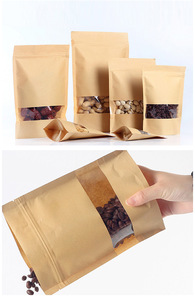 Custodia per uso alimentare richiudibile in carta Kraft bianca con chiusura a chiusura lampo con finestra - Product Image 5