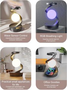Lámpara de Mesa Inalámbrica con Suspensión Giratoria, Lámpara de Noche Moderna Blanca, Lámpara de Mesa RGB con Luz Ambiental - Product Image 2