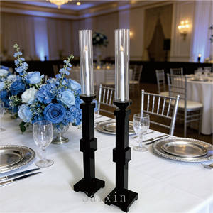 Suportes de Velas de Cristal em Tubo de Vidro Preto para Decoração de Casamento e Festas - Product Image 2