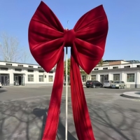 Décoration murale de luxe en métal rouge géant, nœud papillon moderne Tianhou, grand nœud à longue queue pour mariage, fête, ou toile de fond photo