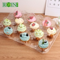 24 contenants jetables pour gobelets et gâteaux Dessert Pâtisserie Muffin Cupcake Box Tall Dome Clear PET Plastic Hinged Lid Cupc