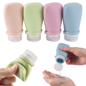 Bouteilles de voyage en silicone de qualité alimentaire, anti-fuite, rechargeables, contenants compressibles pour cosmétiques et articles de toilette, approuvées par la TSA - Product Image 1