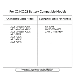 เปลี่ยนแบตเตอรี่แล็ปท็อป <span class=keywords><strong>C21</strong></span> <span class=keywords><strong>X202</strong></span> สำหรับ ASUS S200E S200L X201E X202E Q200E 0B200 00230300 แบตเตอรี่โน้ตบุ๊ค - Product Image 3