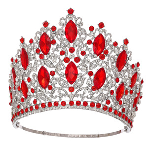 Women <b>Silver</b> Plated Sparkling Marquise Crystal Tiara Large Pageant <b>Crown</b> For Beauty Contest Wedding Banquet Headwear - Product Image 2