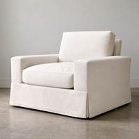 Fauteuil d'appoint moderne en tissu avec housse, fauteuil lounge individuel rembourré avec base à jupe