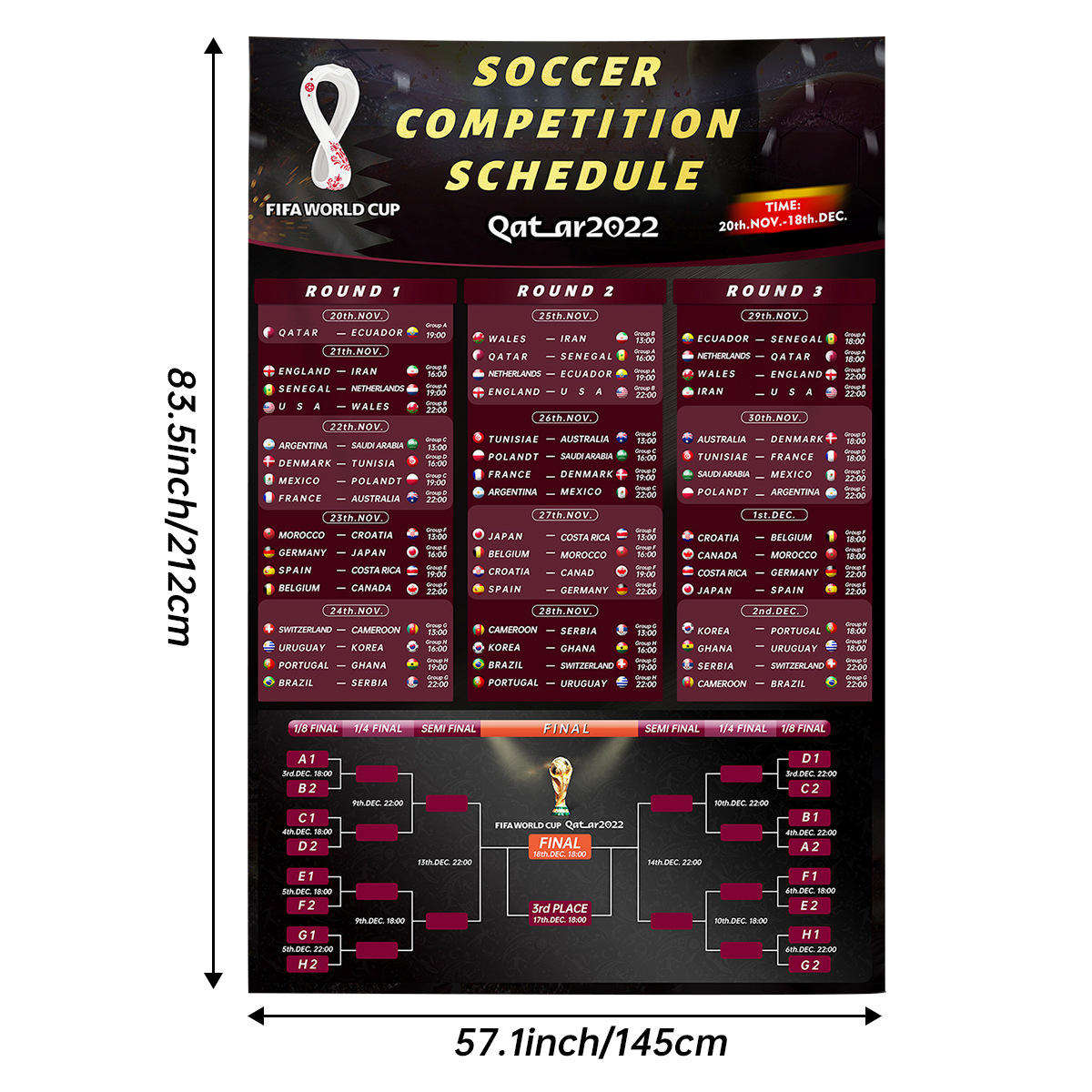 145*212cm avec le crochet * 6pcs