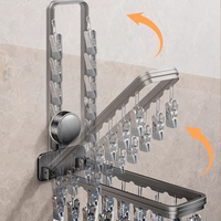 SANIPRO Séchoir pliable multi-clip à ventouse en métal pour vêtements de bébé, séchoir pratique pour chaussettes pour balcon et salle de bain