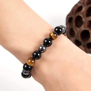 Bracelet de Protection des yeux du tigre 30mm, pour hommes, femmes, réglable, soulagement de la fatigue, l'anxiété, porte bonheur, obsidienne, hématite, élastique, 6/8/10 - Product Image 3