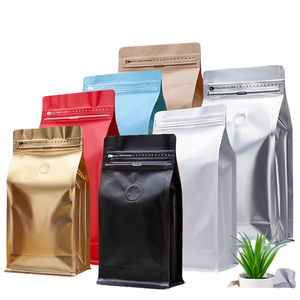 Bolsas <span class=keywords><strong>de</strong></span> Embalaje para Granos <span class=keywords><strong>de</strong></span> Café con Fondo Plano y Sellado <span class=keywords><strong>de</strong></span> Ocho Lados, Compostables, Impresas Personalizadas, con Válvula y Cierre - Product Image 1