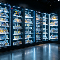 Vitrine d'exposition de cartes TCG commerciales avec éclairage LED, en aluminium et verre, pour la décoration intérieure des magasins de cartes à collectionner