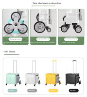 Chariot utilitaire pliable portable Chariot de supermarché pliable à huit roues Chariot d'épicerie en plastique pliable polyvalent