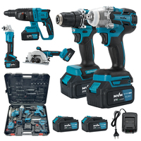 Kit combiné d'outils électriques multi-styles : perceuse sans fil, meuleuse d'angle, clé à chocs, batterie Li-ion 21V, coffret rigide