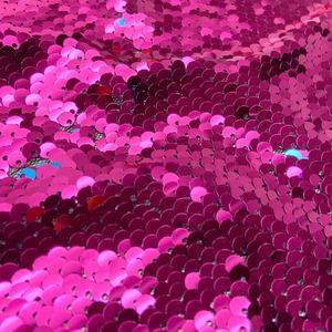 Tela de lentejuelas reversible de sirena rosa <span class=keywords><strong>azul</strong></span> bordado de malla de punto de poliéster de color de secuencia personalizada - Product Image 2