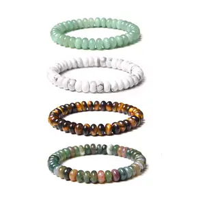 5x8mm Natural Tiger Eye Rondelle Stone Bracelet Men Fashion Elastic Bracelets Abacus Beads Stone Jewelry Women