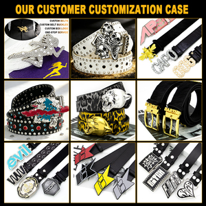 Hebilla de Cinturón de Metal Personalizada con Pedrería, Diseño 3D de Perlas con Logotipo de Marca Personalizado, Hebillas de Aleación con Correa de PU - Product Image 2