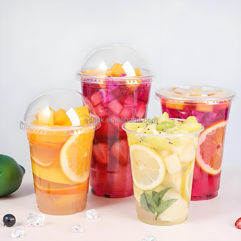 Manufacturer Custom LOGO Print PET Plastic Cup Ice Coffee Cold Disposable 16 24 Oz Clear PET Plastic Cups With Lids Straws
