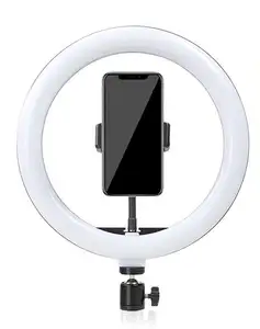 Live beauty lampu isi LED bulat portabel, dengan braket yang dapat ditarik untuk ponsel, lampu tanpa bayangan yang dapat disesuaikan, dudukan langsung