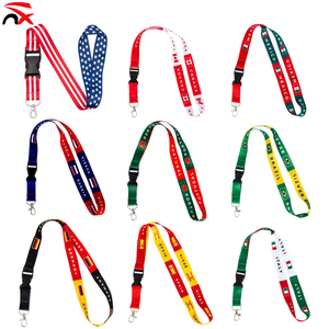 Hannuo Popular Cheap 90*2cm American Canada Mexico Uk Brazil All Country Flag Neck Strap Lanyards Keychain for Promotion